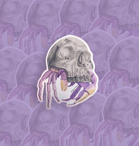 Crab Skull Matte Mirror Sticker