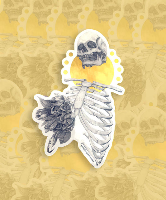 Floral Skeleton Holographic Vinyl Sticker