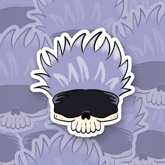 Chibi Sat Skull Vinyl Sticker