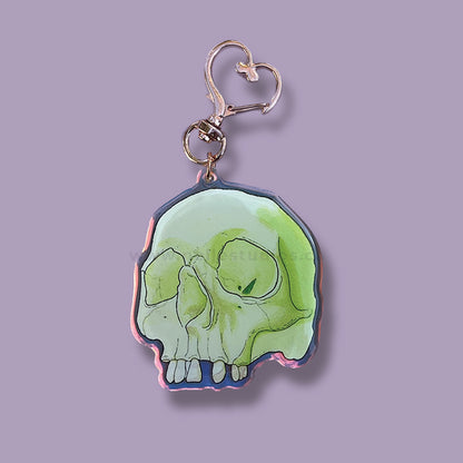 Green Skull Acrylic Charm Keychain