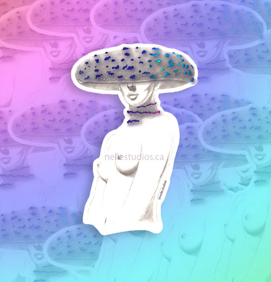 Lady Toadstool Holographic Vinyl Sticker