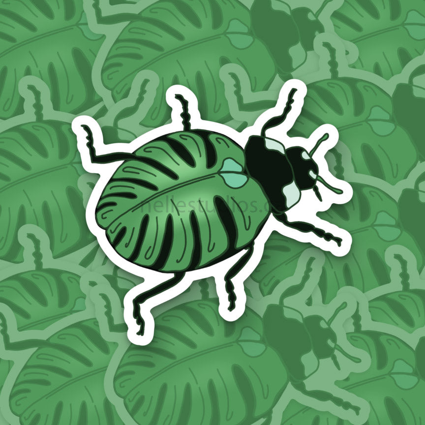 Monstera Ladybug Vinyl Sticker