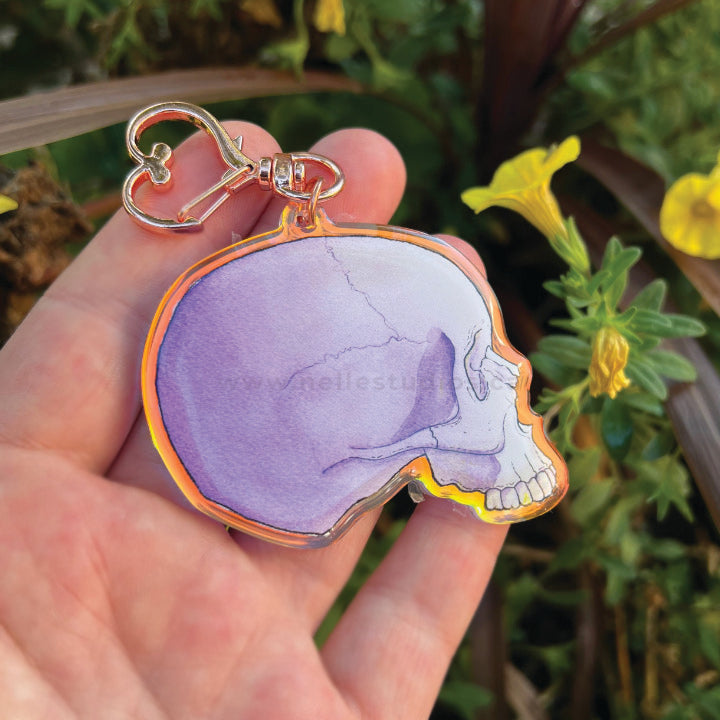 Violet Skull Acrylic Charm Keychain