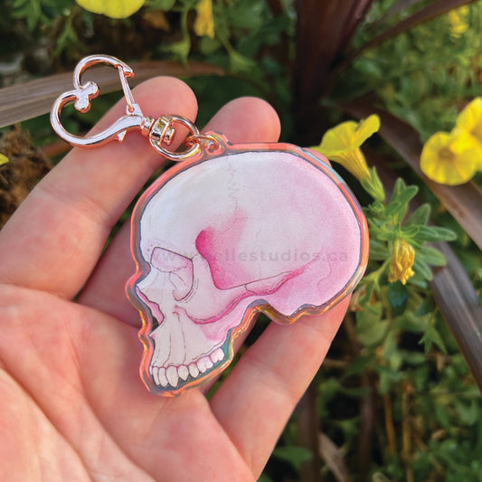 Red Skull Acrylic Charm Keychain